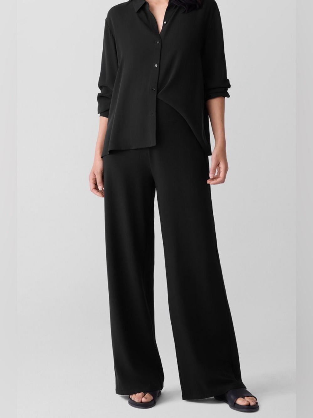 Eileen Fisher charcoal Wide-Leg Knit Pants size M
